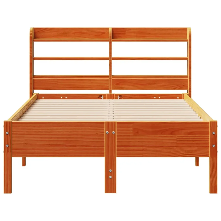 Cadre de lit sans matelas cire marron 120x190cm bois pin massif - 4