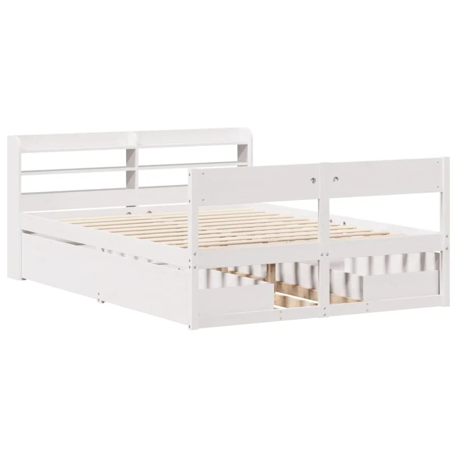 Cadre de lit sans matelas blanc 120x200 cm bois de pin massif - 3