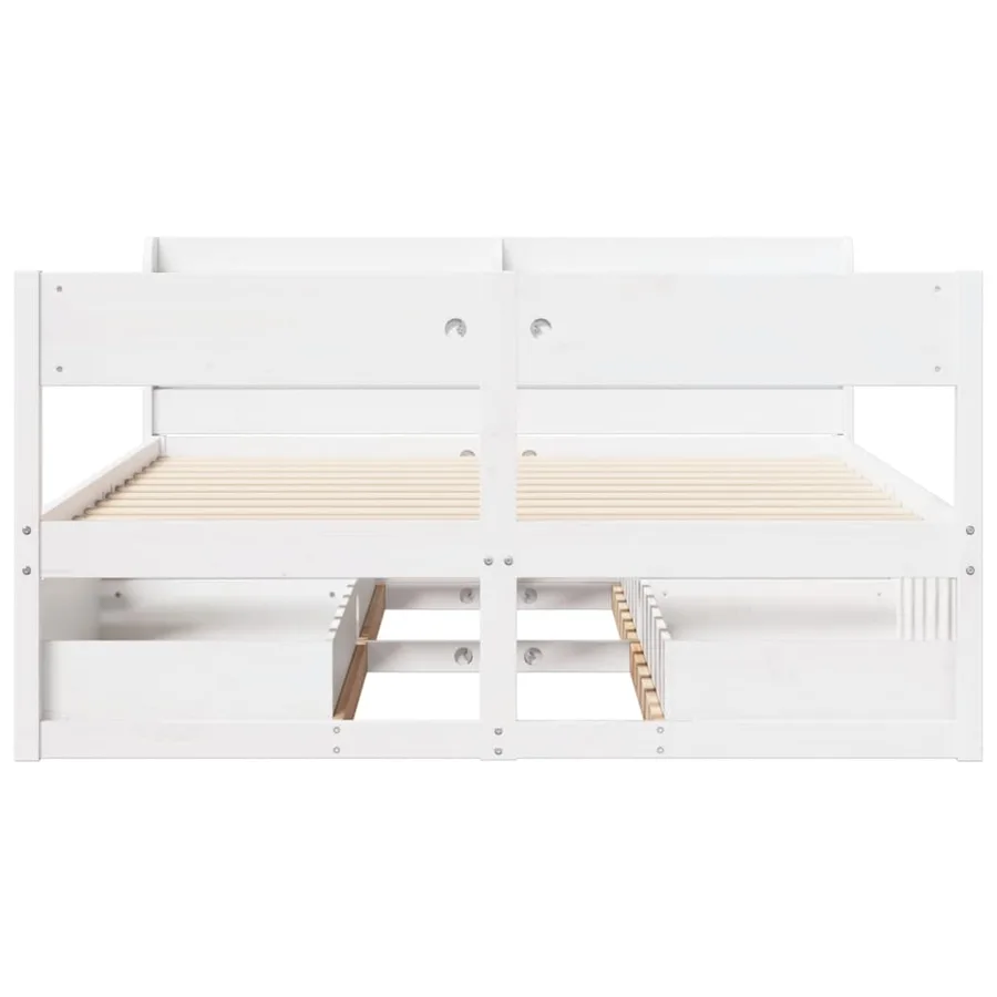 Cadre de lit sans matelas blanc 120x200 cm bois de pin massif - 4