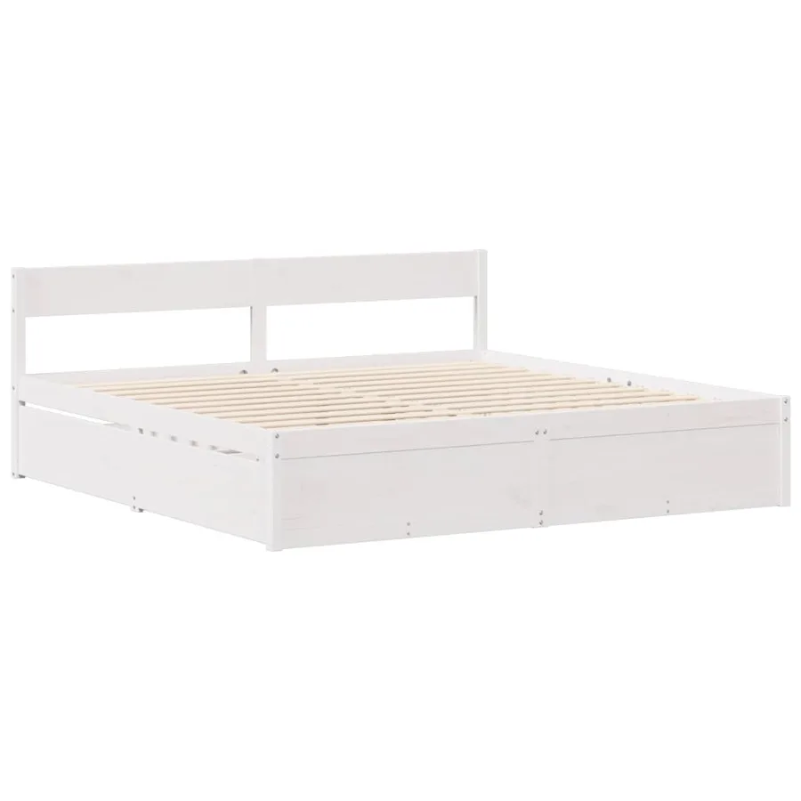 Cadre de lit sans matelas blanc 120x200 cm bois de pin massif - 5