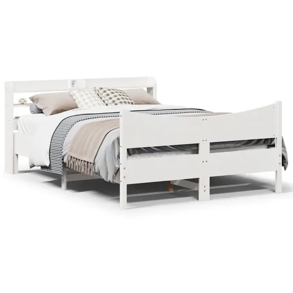 Cadre de lit avec tête de lit blanc 120x190 cm bois pin massif
