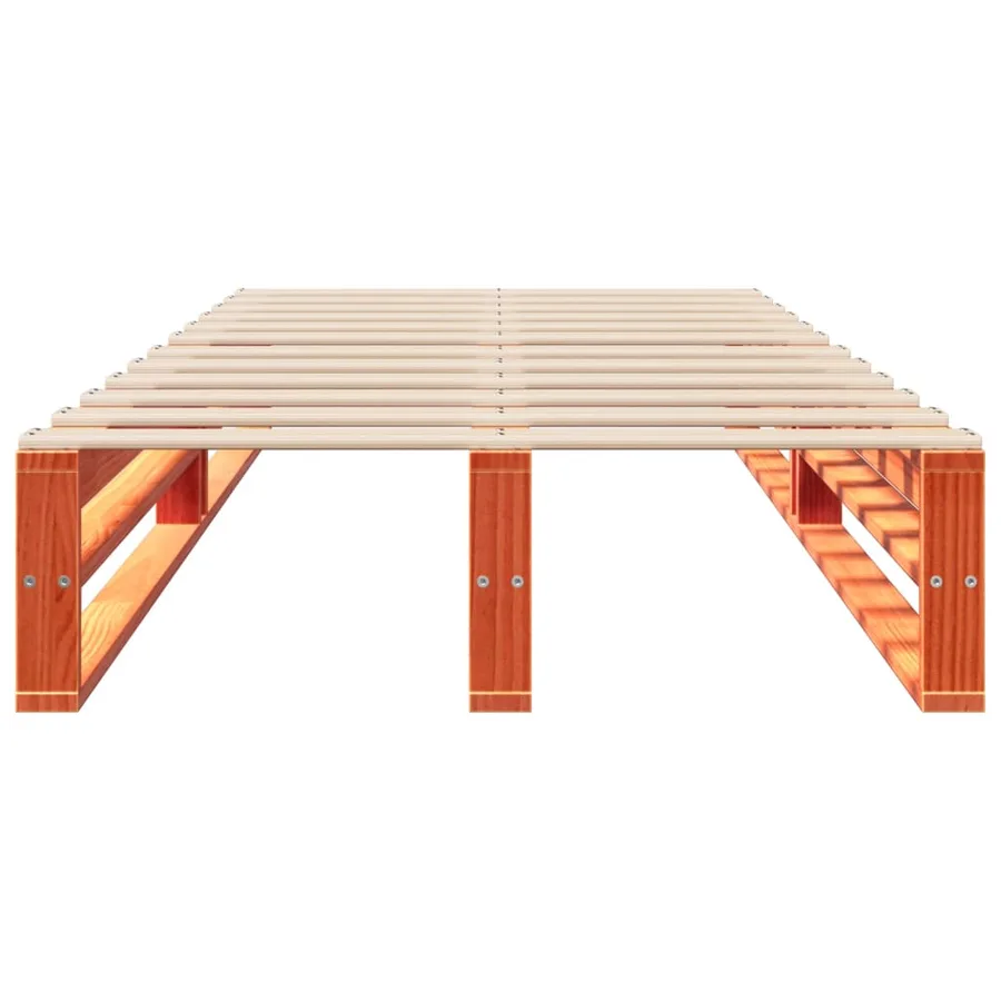 Cadre de lit sans matelas cire marron 90x200 cm bois pin massif - 4