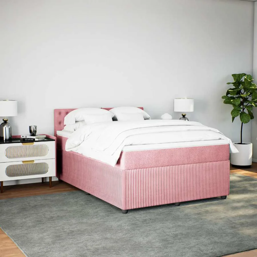 Sommier à lattes de lit avec matelas Rose 160x200 cm Velours - 3