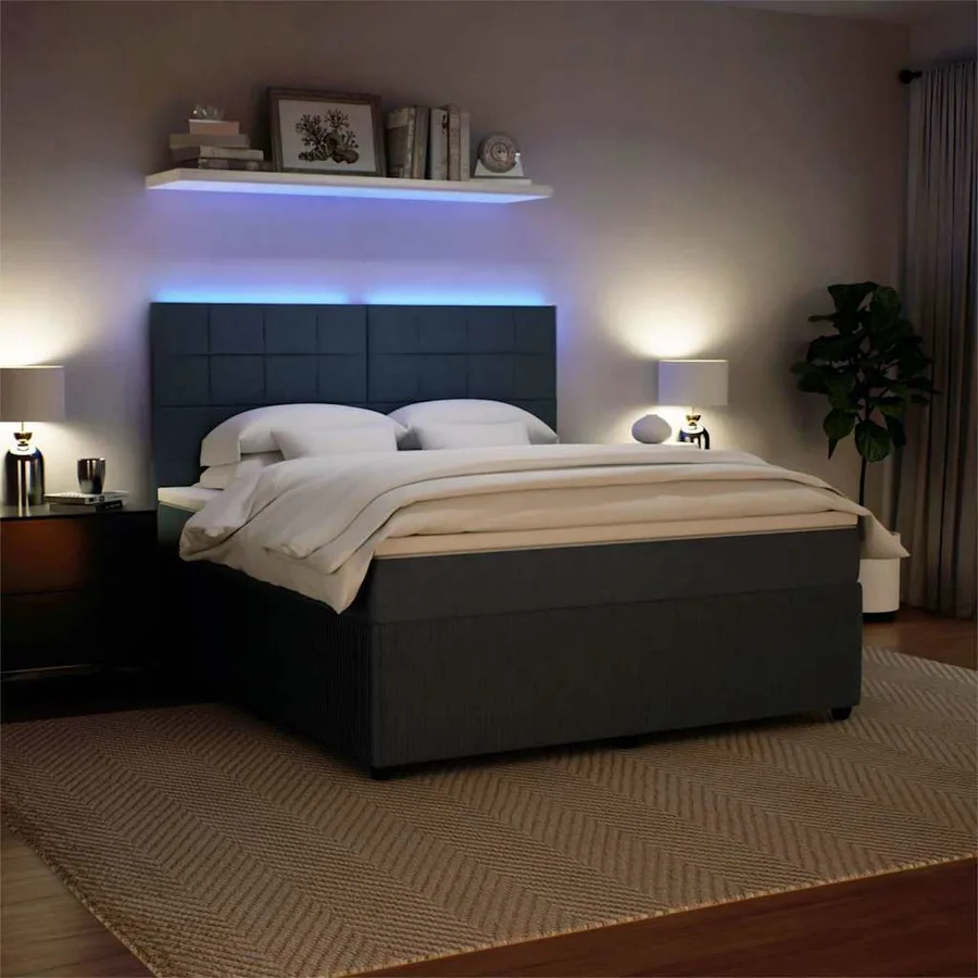 Sommier à lattes de lit et matelas Gris foncé 180x200cm Velours - 4