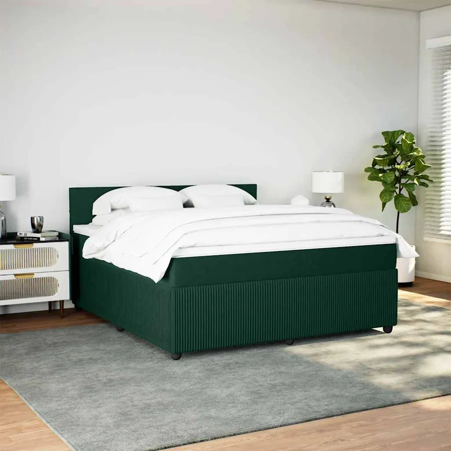 Sommier à lattes de lit et matelas Vert foncé 180x200cm Velours - 3