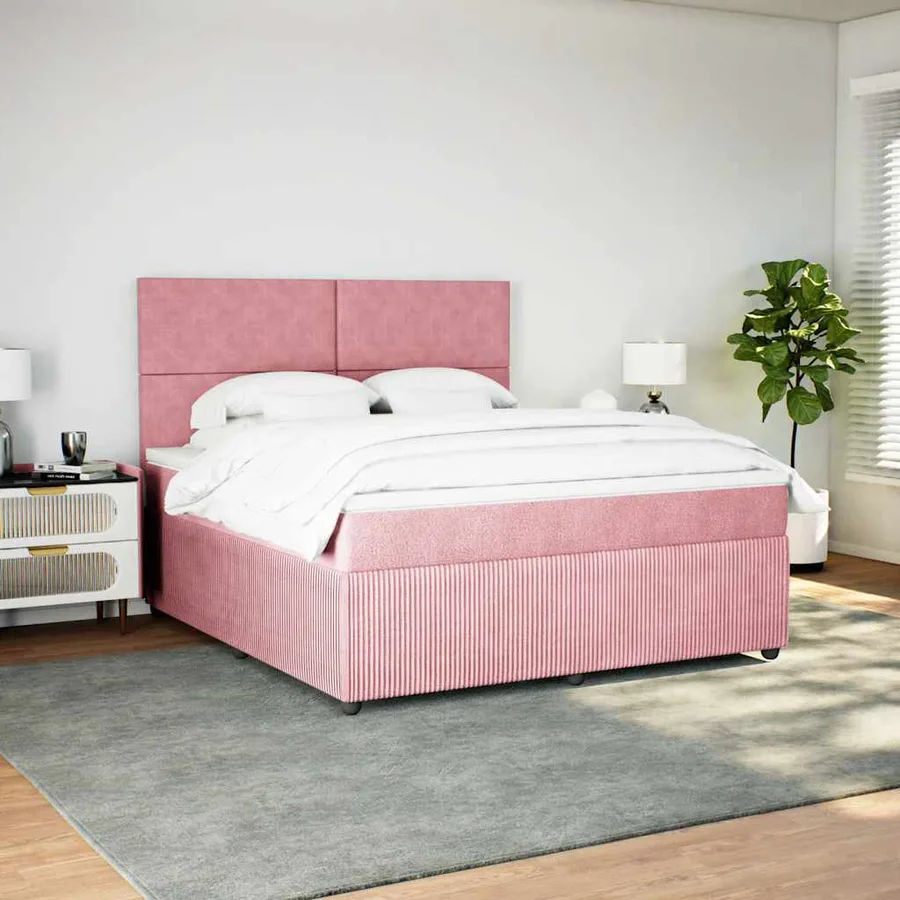 Sommier à lattes de lit avec matelas Rose 180x200 cm Velours - 5