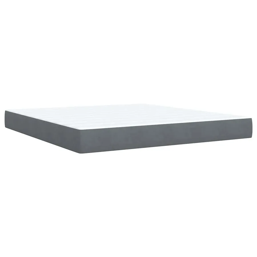 Sommier à lattes de lit et matelas Gris foncé 180x200cm Velours - 10