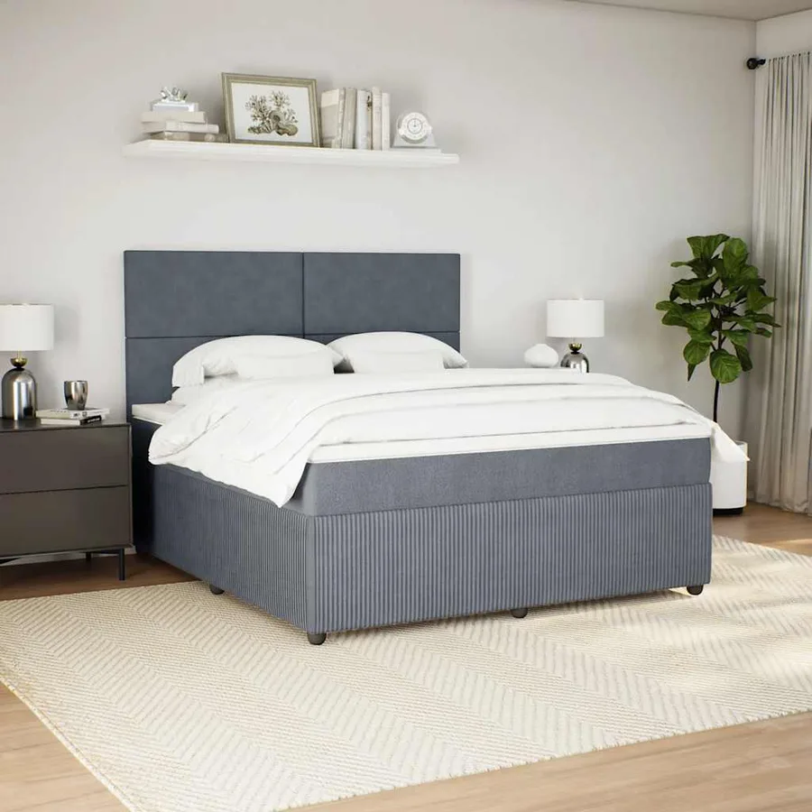 Sommier à lattes de lit et matelas Gris foncé 180x200cm Velours - 3