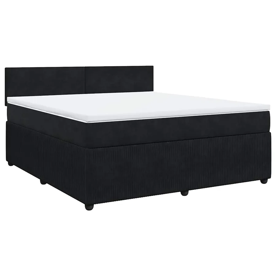 Sommier à lattes de lit avec matelas Noir 180x200 cm Velours - 2