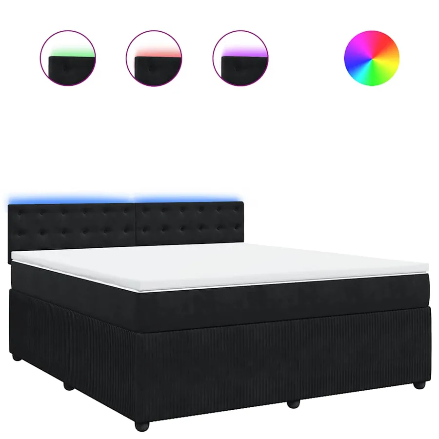 Sommier à lattes de lit avec matelas Noir 180x200 cm Velours - 2