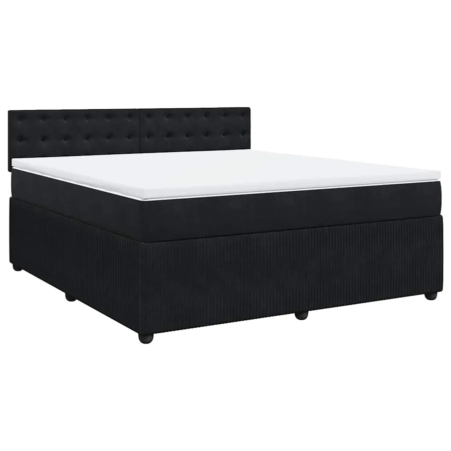 Sommier à lattes de lit avec matelas Noir 180x200 cm Velours - 3