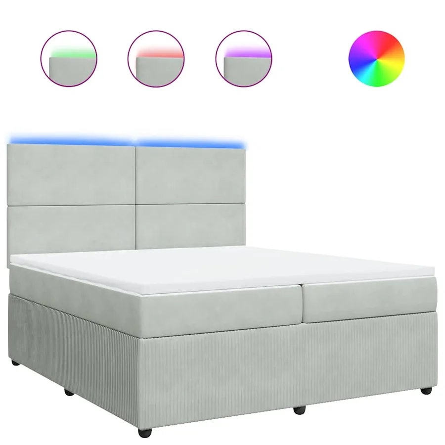 Sommier à lattes de lit et matelas Gris clair 200x200cm Velours - 2