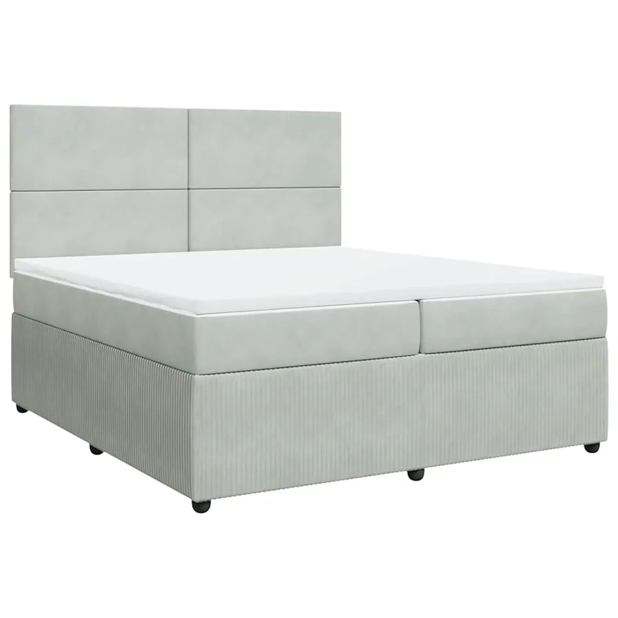 Sommier à lattes de lit et matelas Gris clair 200x200cm Velours - 3
