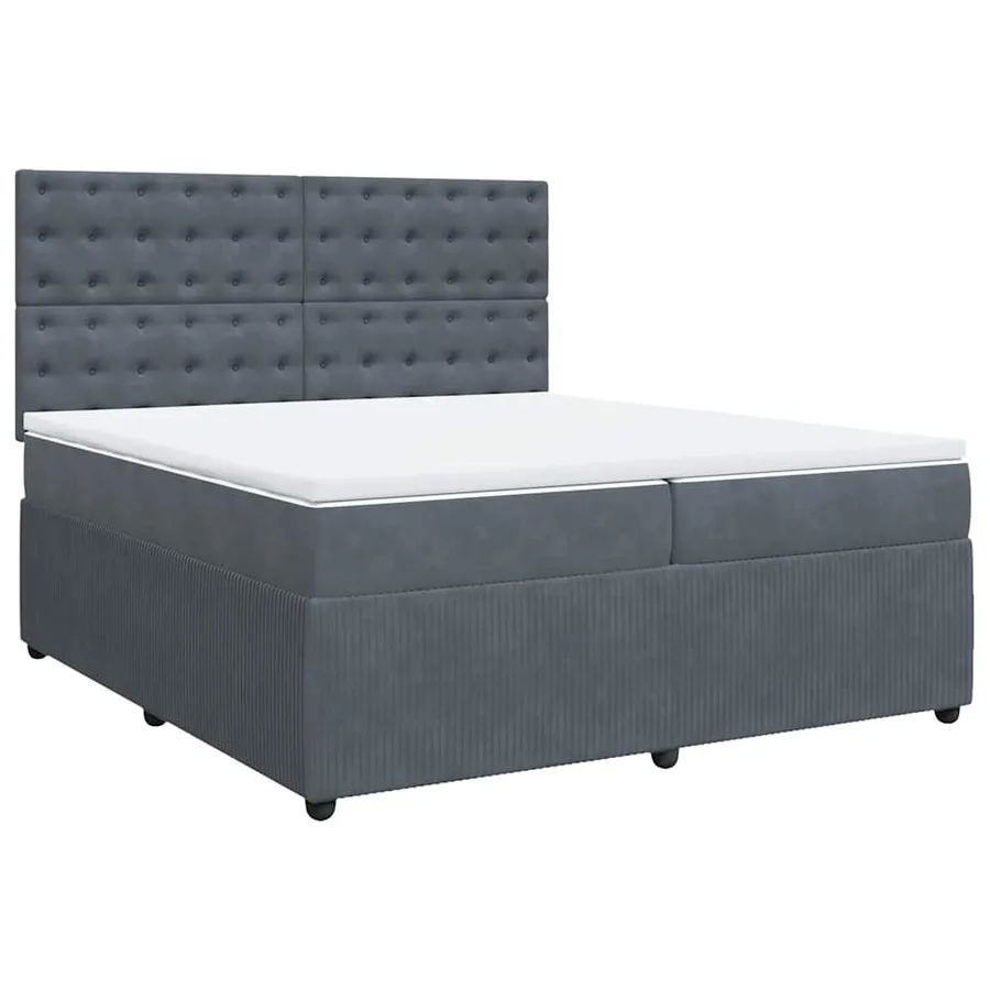 Sommier à lattes de lit et matelas Gris foncé 200x200cm Velours - 2