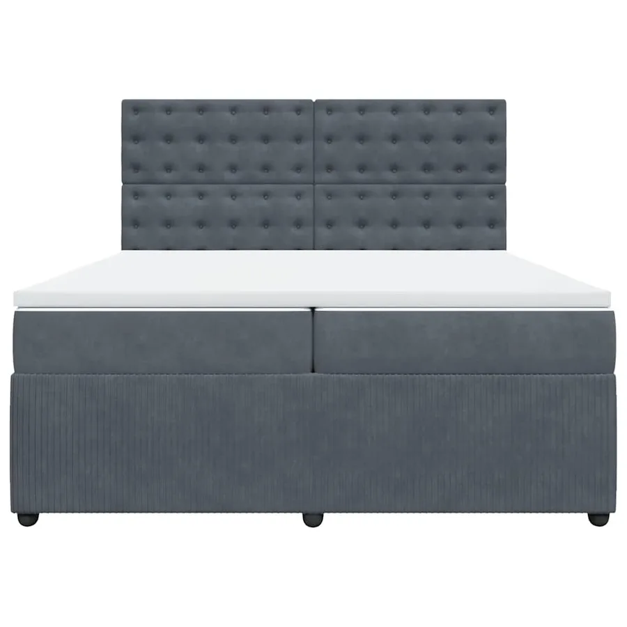 Sommier à lattes de lit et matelas Gris foncé 200x200cm Velours - 4