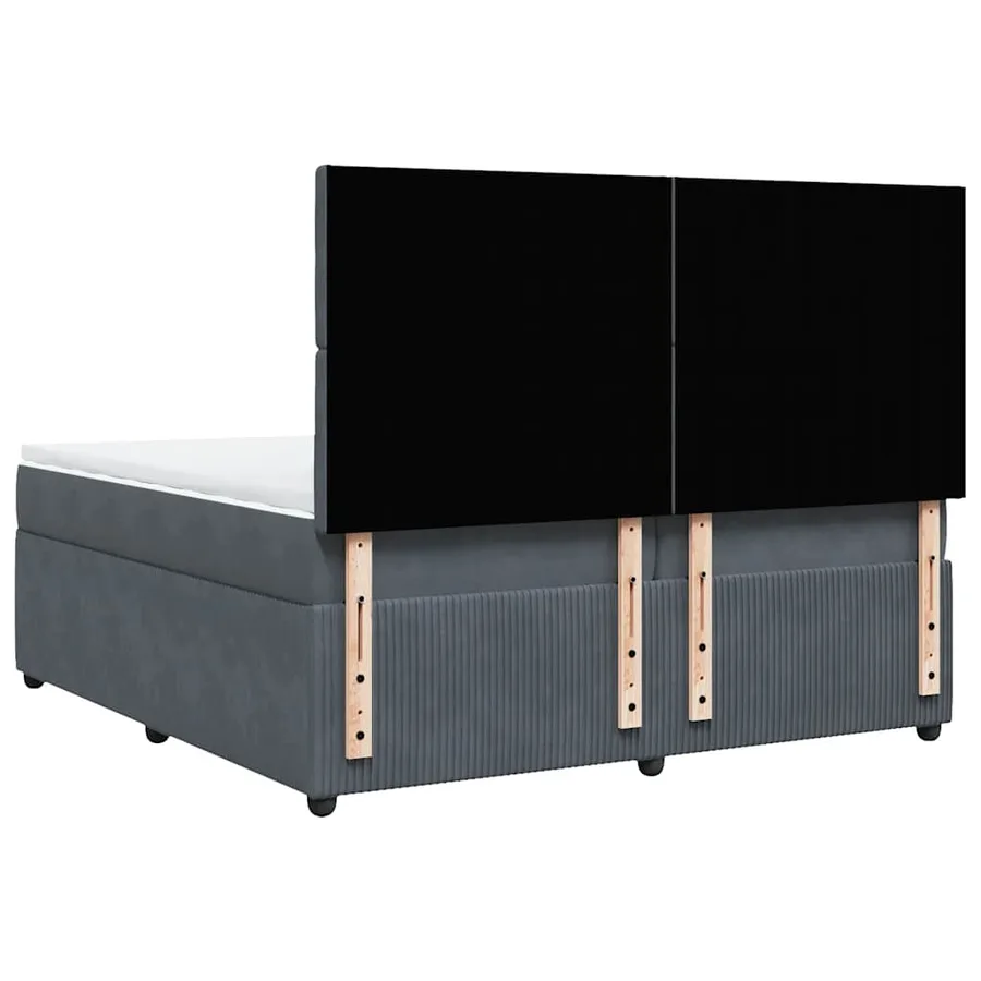 Sommier à lattes de lit et matelas Gris foncé 200x200cm Velours - 6