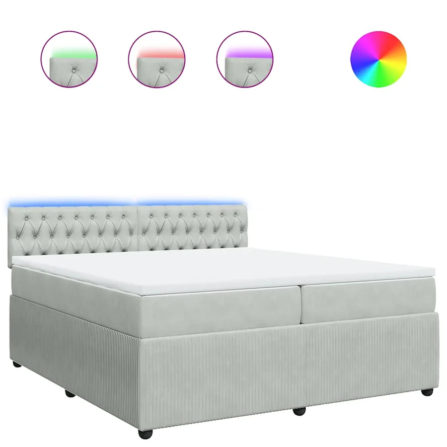 Sommier à lattes de lit et matelas Gris clair 200x200cm Velours - 2