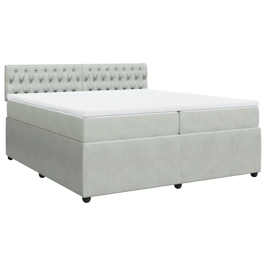 Sommier à lattes de lit et matelas Gris clair 200x200cm Velours - 3