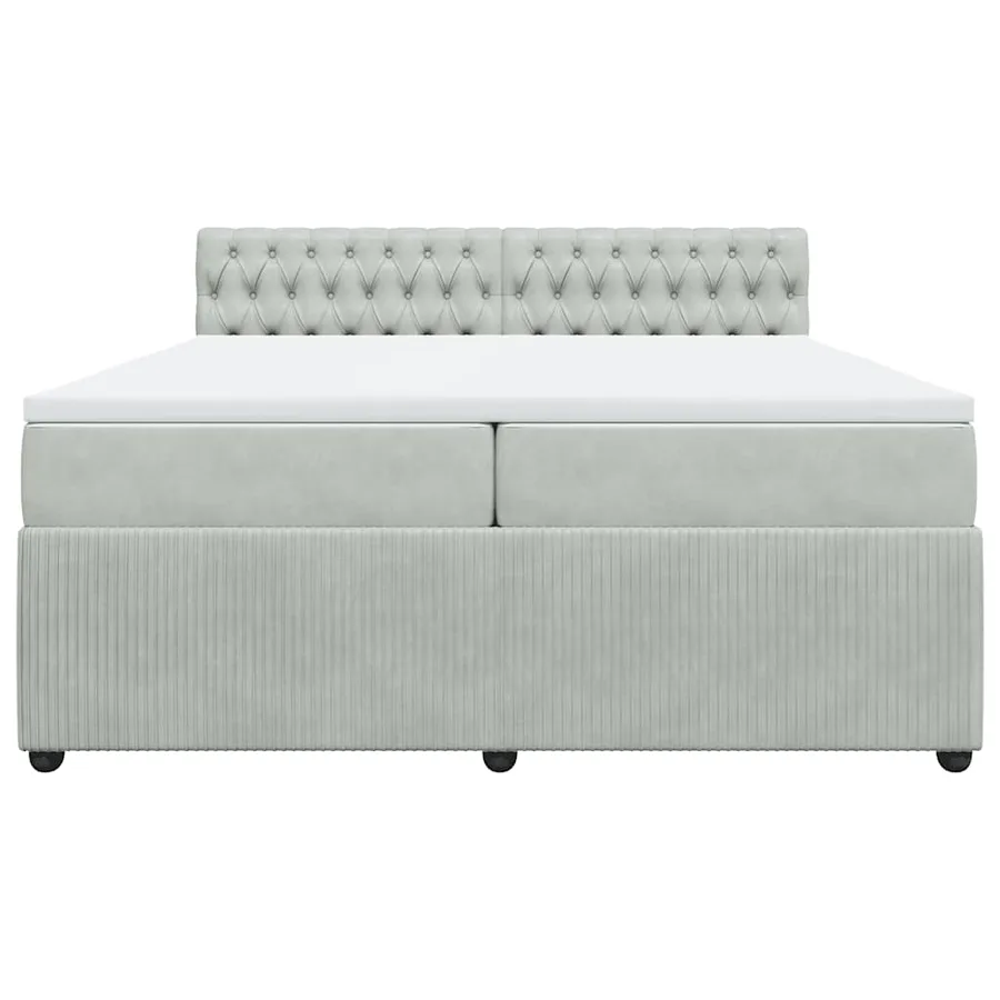 Sommier à lattes de lit et matelas Gris clair 200x200cm Velours - 6