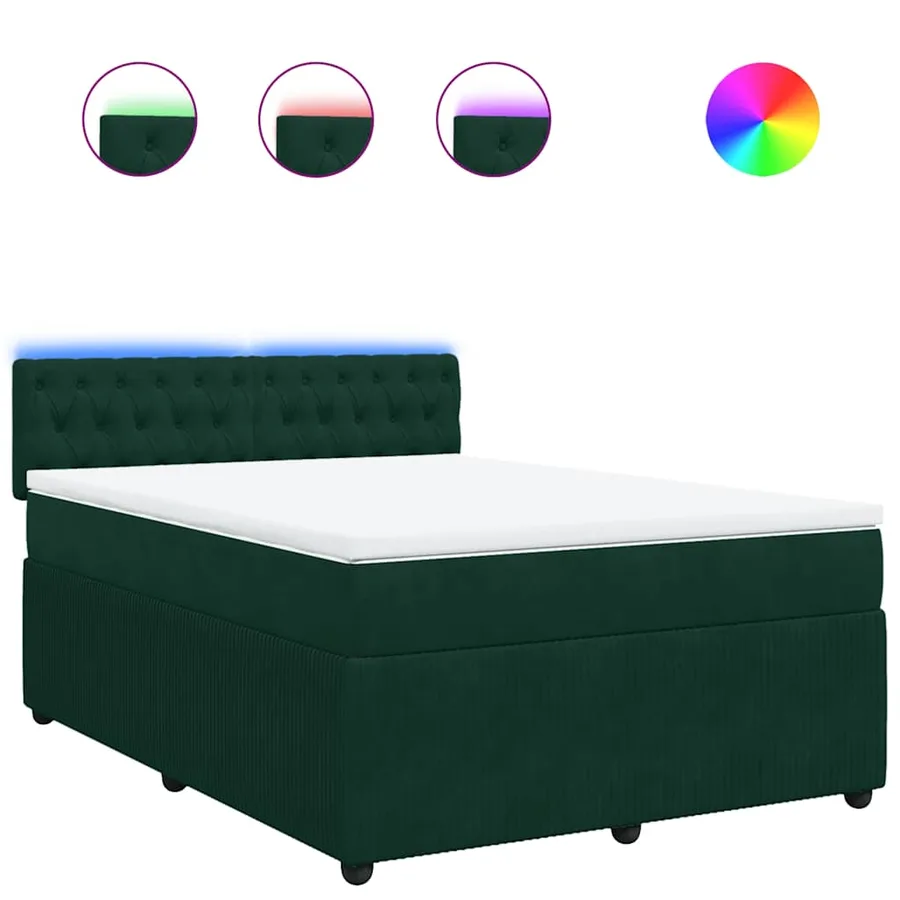 Sommier à lattes de lit et matelas Vert foncé 140x200cm Velours - 2