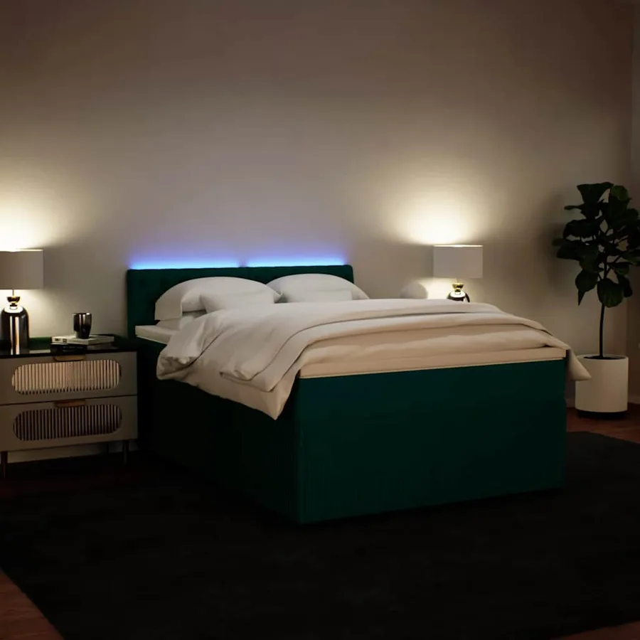Sommier à lattes de lit et matelas Vert foncé 140x200cm Velours - 4