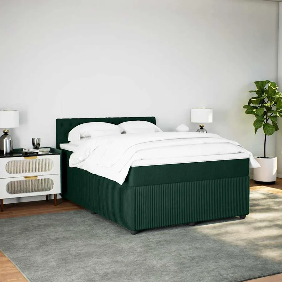 Sommier à lattes de lit et matelas Vert foncé 140x200cm Velours - 5