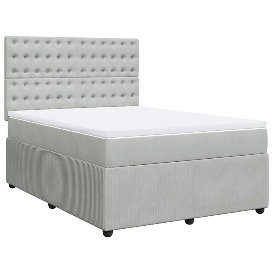 Sommier à lattes de lit et matelas Gris clair 140x200cm Velours - 2