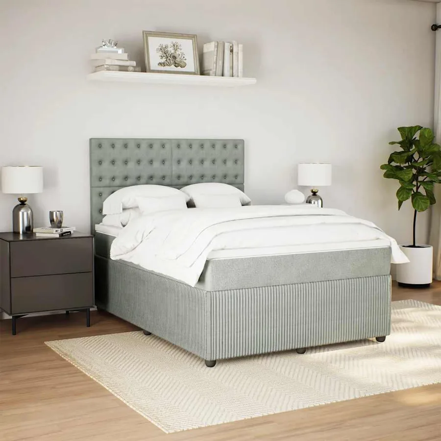 Sommier à lattes de lit et matelas Gris clair 140x200cm Velours - 3