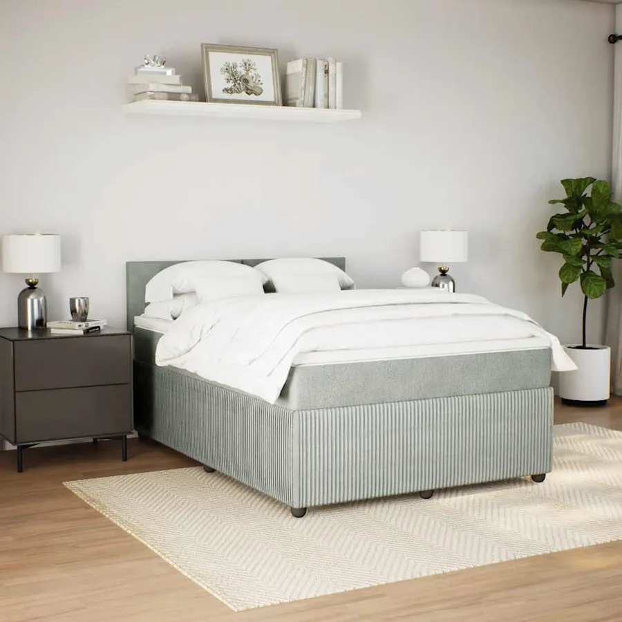 Sommier à lattes de lit et matelas Gris clair 140x200cm Velours - 3