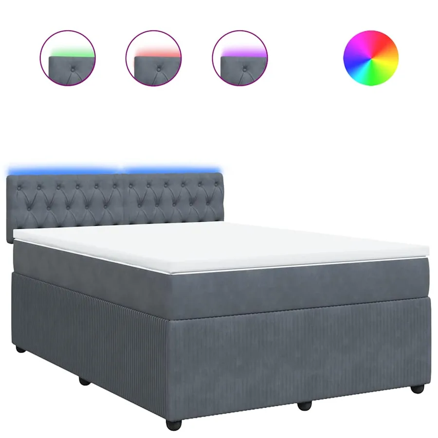 Sommier à lattes de lit et matelas Gris foncé 140x200cm Velours - 2