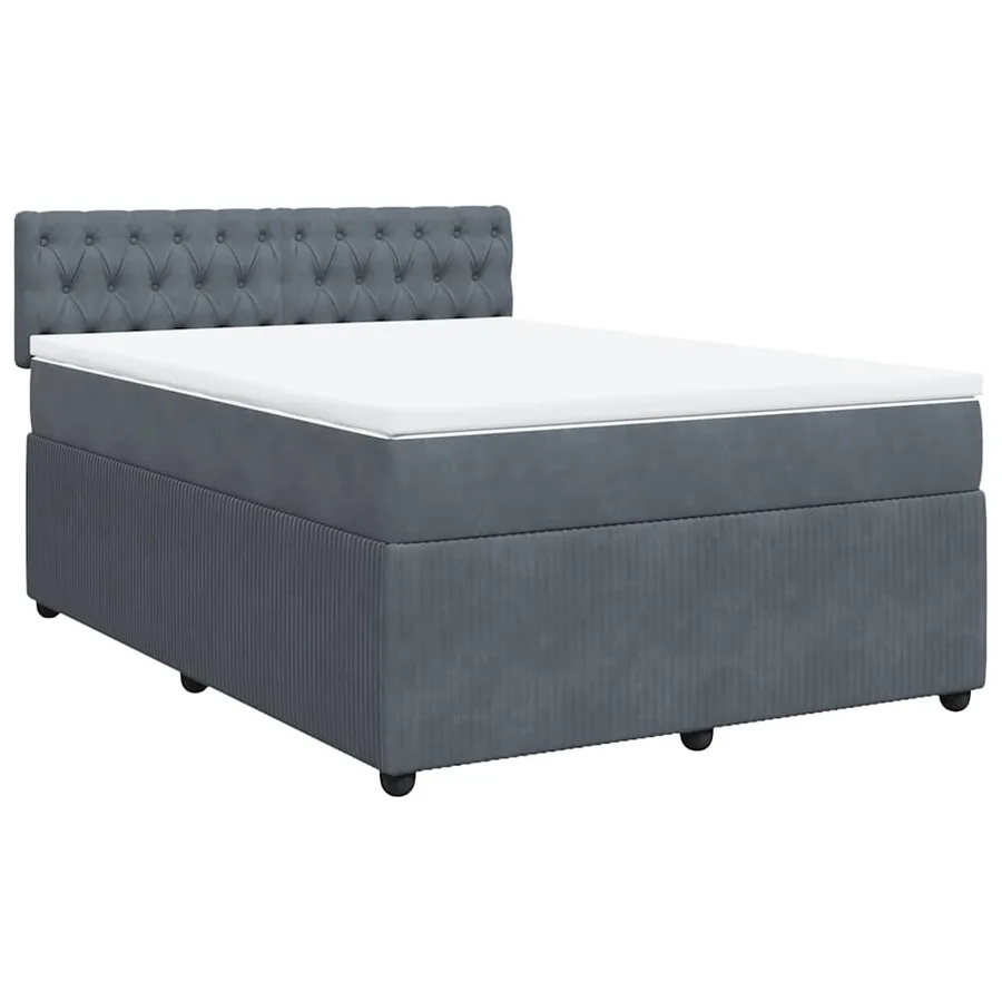 Sommier à lattes de lit et matelas Gris foncé 140x200cm Velours - 3