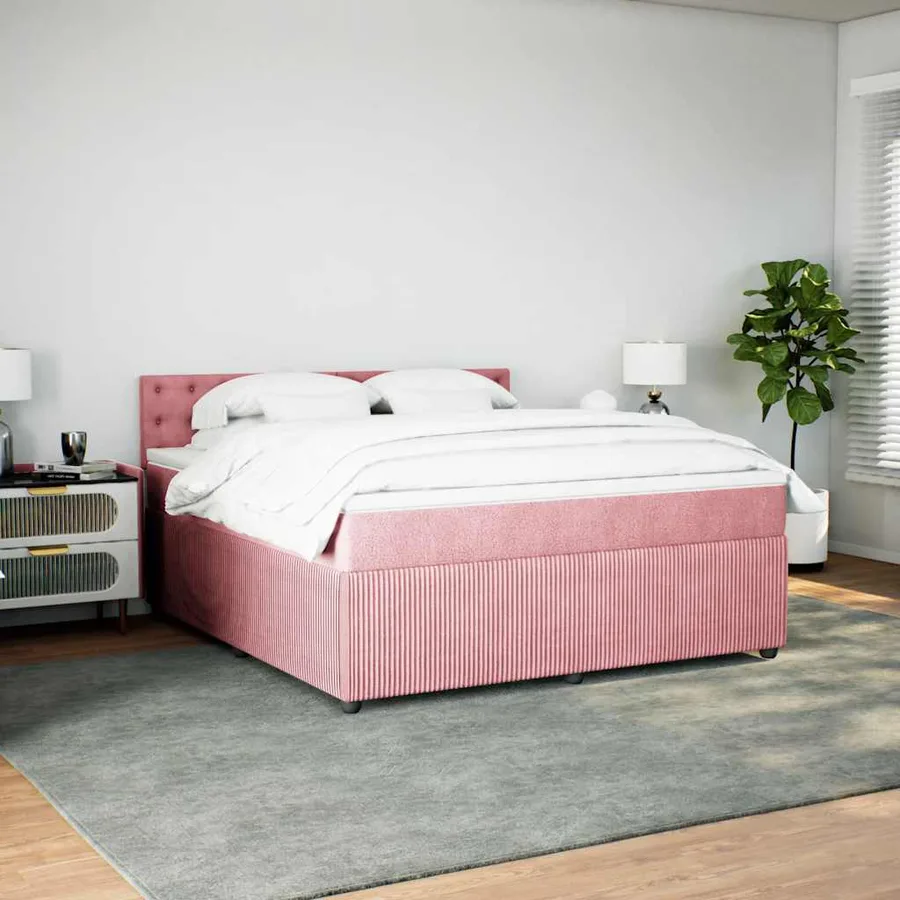Sommier à lattes de lit avec matelas Rose 180x200 cm Velours - 3