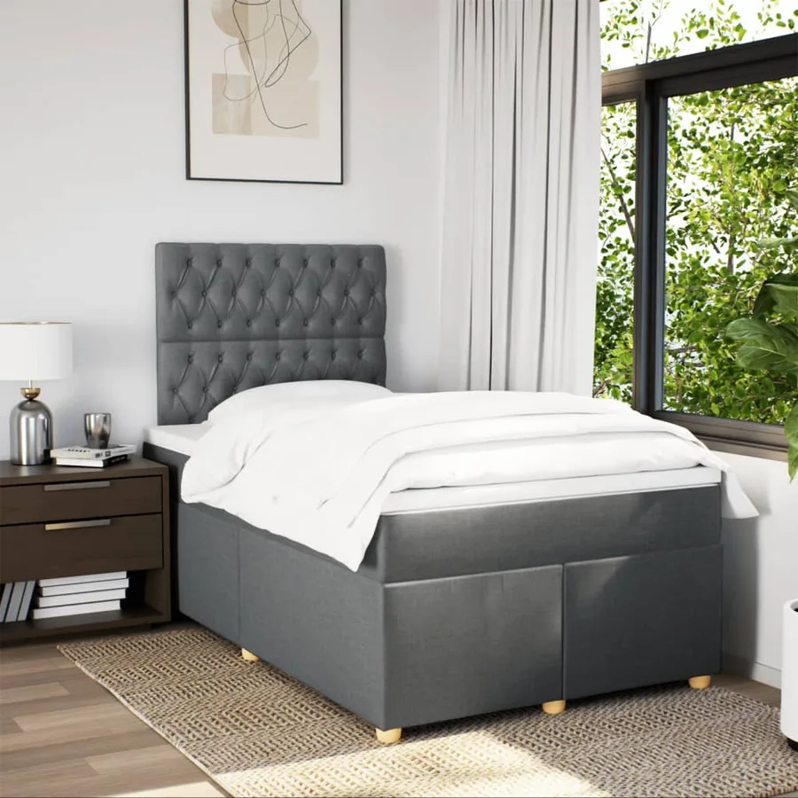 Sommier à lattes de lit avec matelas Gris foncé 120x200cm Tissu - 3