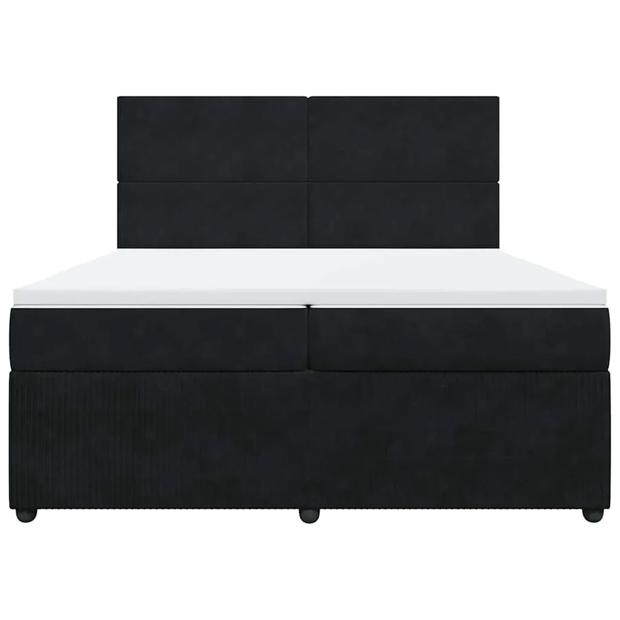 Sommier à lattes de lit et matelas Noir 200x200 cm Velours - 6