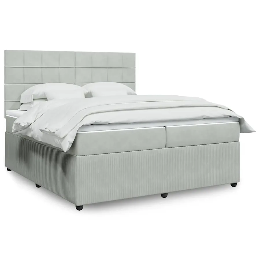 Sommier à lattes de lit et matelas Gris clair 200x200cm Velours