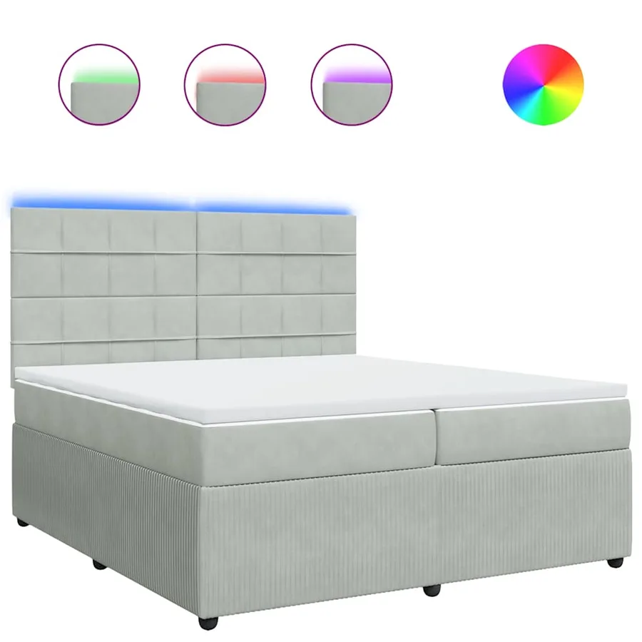 Sommier à lattes de lit et matelas Gris clair 200x200cm Velours - 2