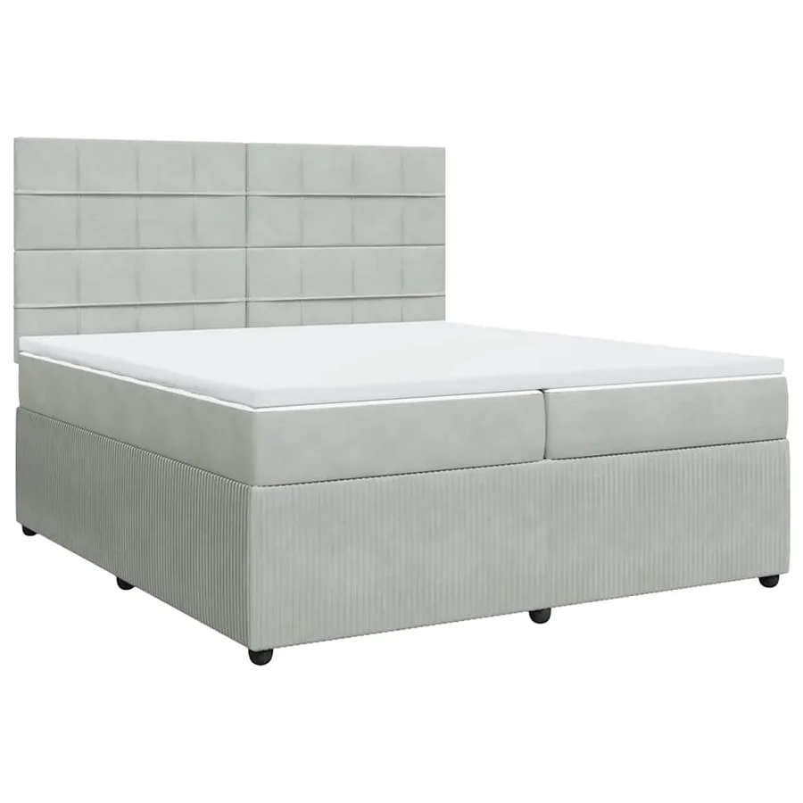 Sommier à lattes de lit et matelas Gris clair 200x200cm Velours - 3