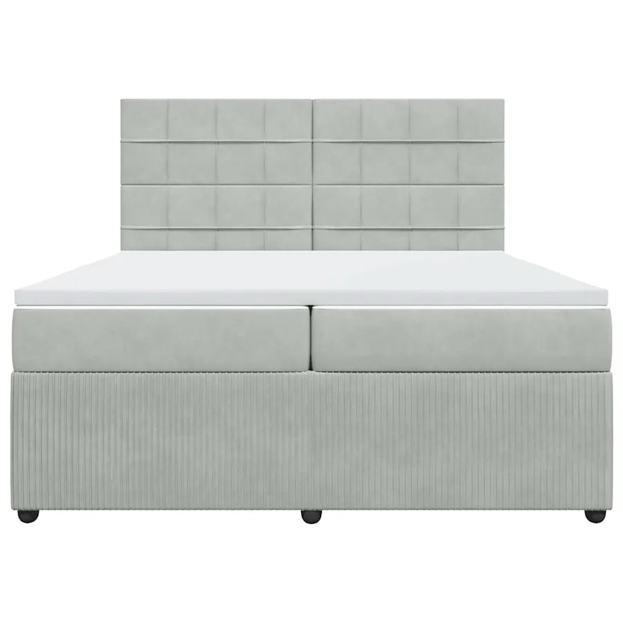 Sommier à lattes de lit et matelas Gris clair 200x200cm Velours - 6