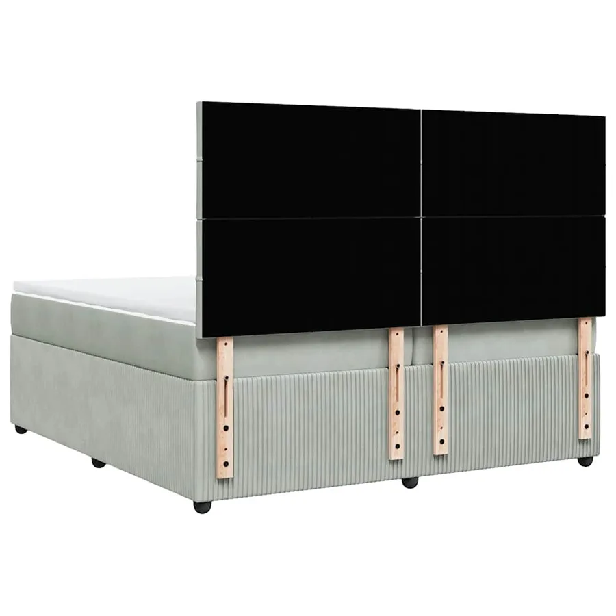 Sommier à lattes de lit et matelas Gris clair 200x200cm Velours - 8