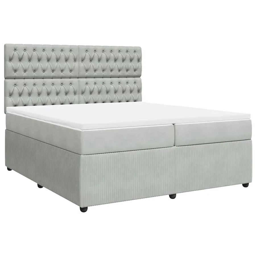 Sommier à lattes de lit et matelas Gris clair 200x200cm Velours - 2