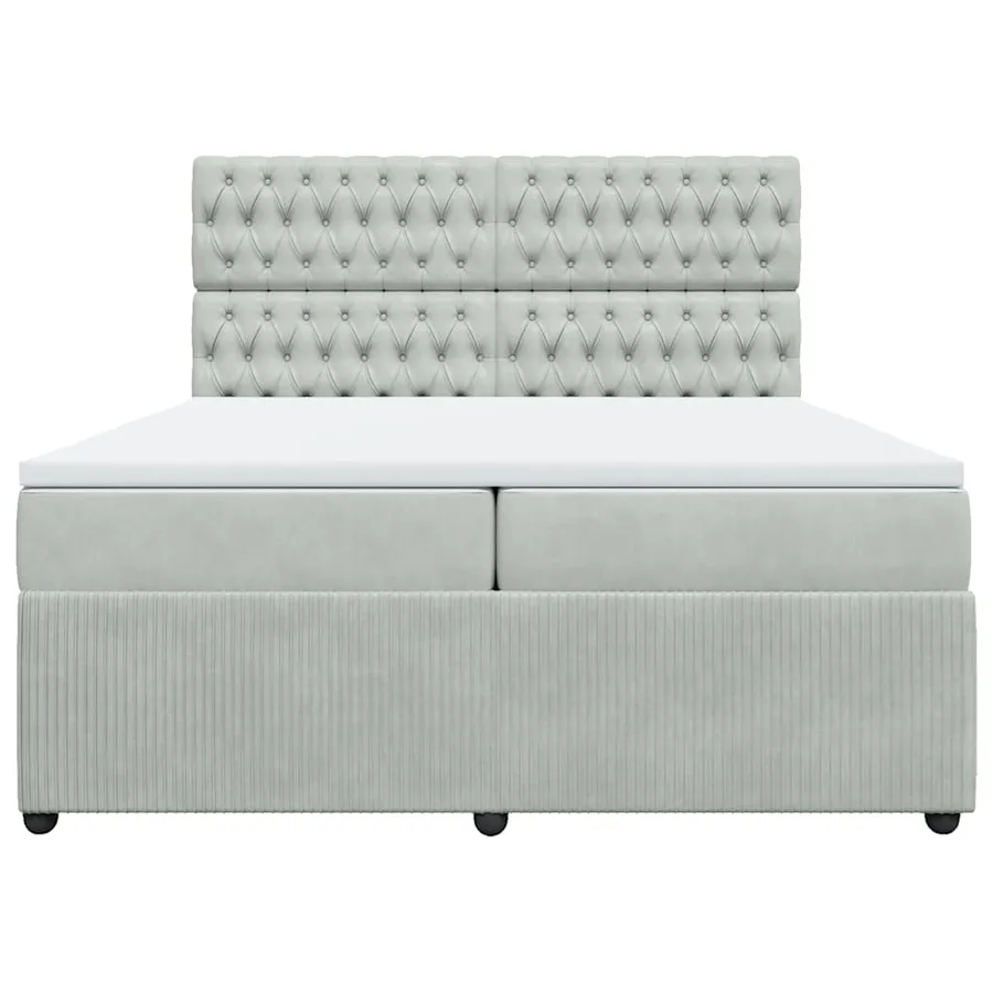 Sommier à lattes de lit et matelas Gris clair 200x200cm Velours - 4