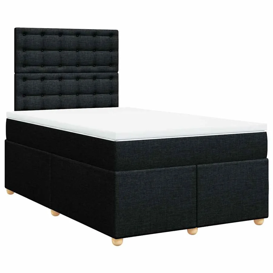 Sommier à lattes de lit avec matelas noir 120x190 cm tissu - 3