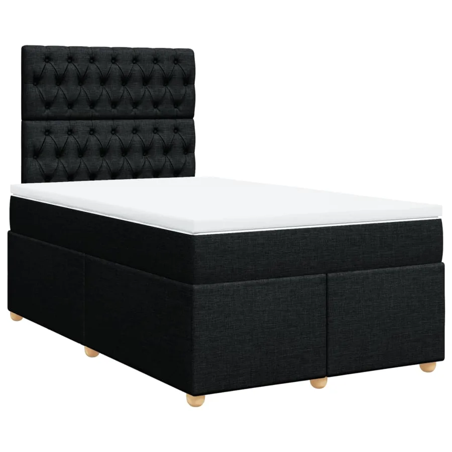 Sommier à lattes de lit avec matelas noir 120x190 cm tissu - 3