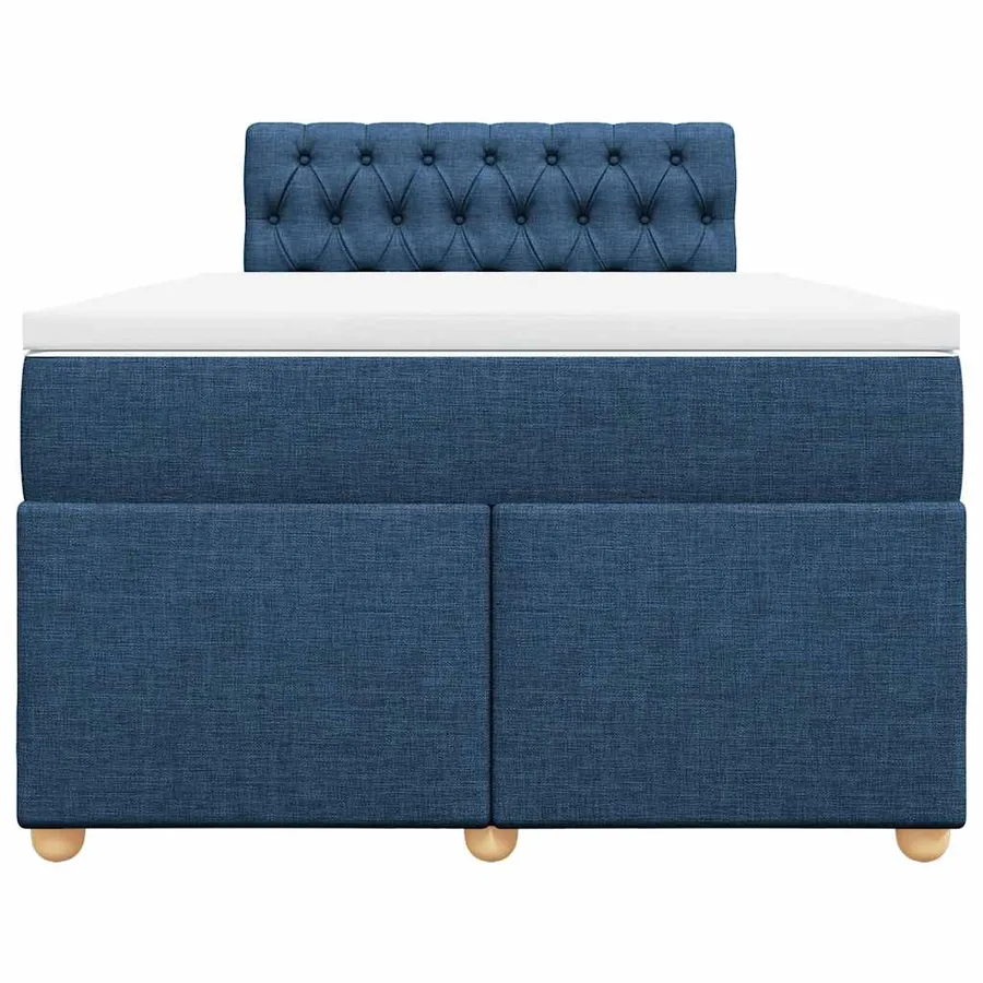 Sommier à lattes de lit avec matelas bleu 120x190 cm tissu - 4