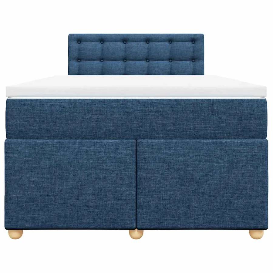 Sommier à lattes de lit avec matelas bleu 120x190 cm tissu - 4