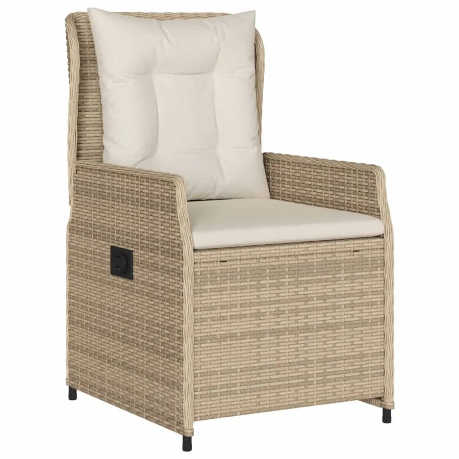 Ensemble à manger de jardin avec coussins 5pcs Beige poly rotin - 3