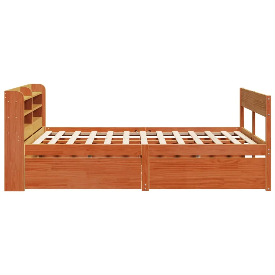 Cadre de lit sans matelas cire marron 160x200cm bois pin massif - 7
