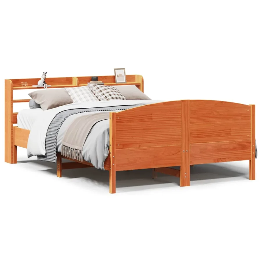 Cadre de lit sans matelas cire marron 160x200cm bois pin massif - 2