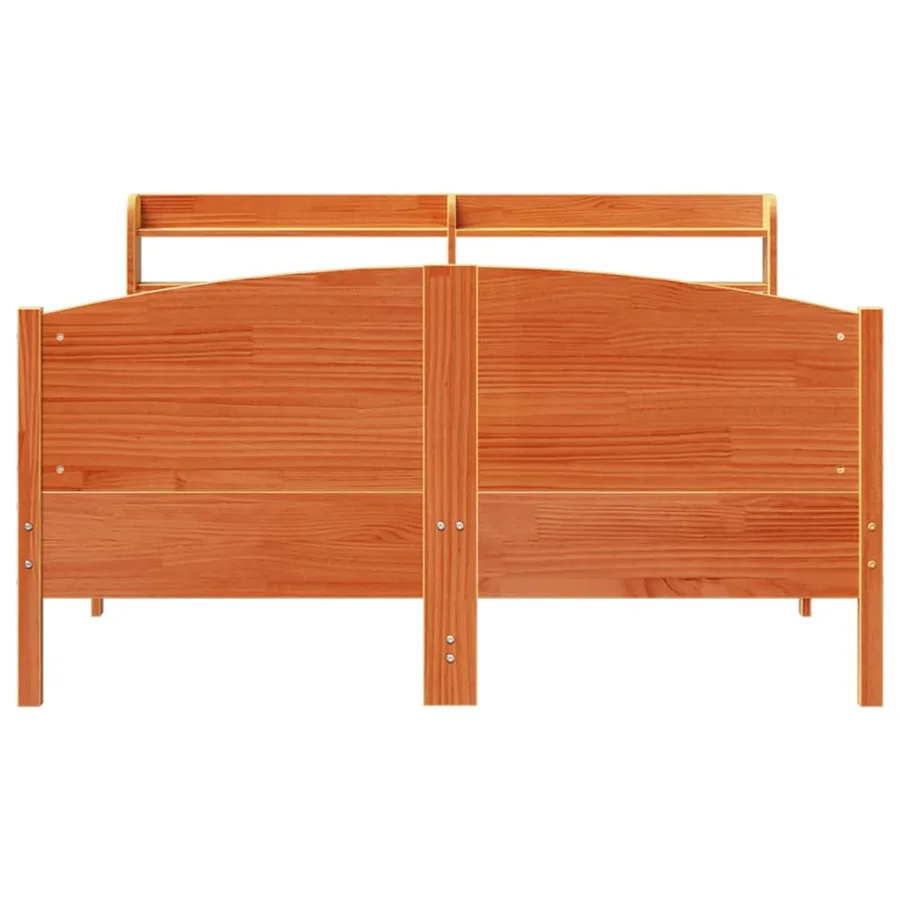 Cadre de lit sans matelas cire marron 160x200cm bois pin massif - 4