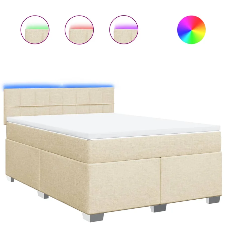 Sommier à lattes de lit avec matelas Crème 140x200 cm Tissu - 2